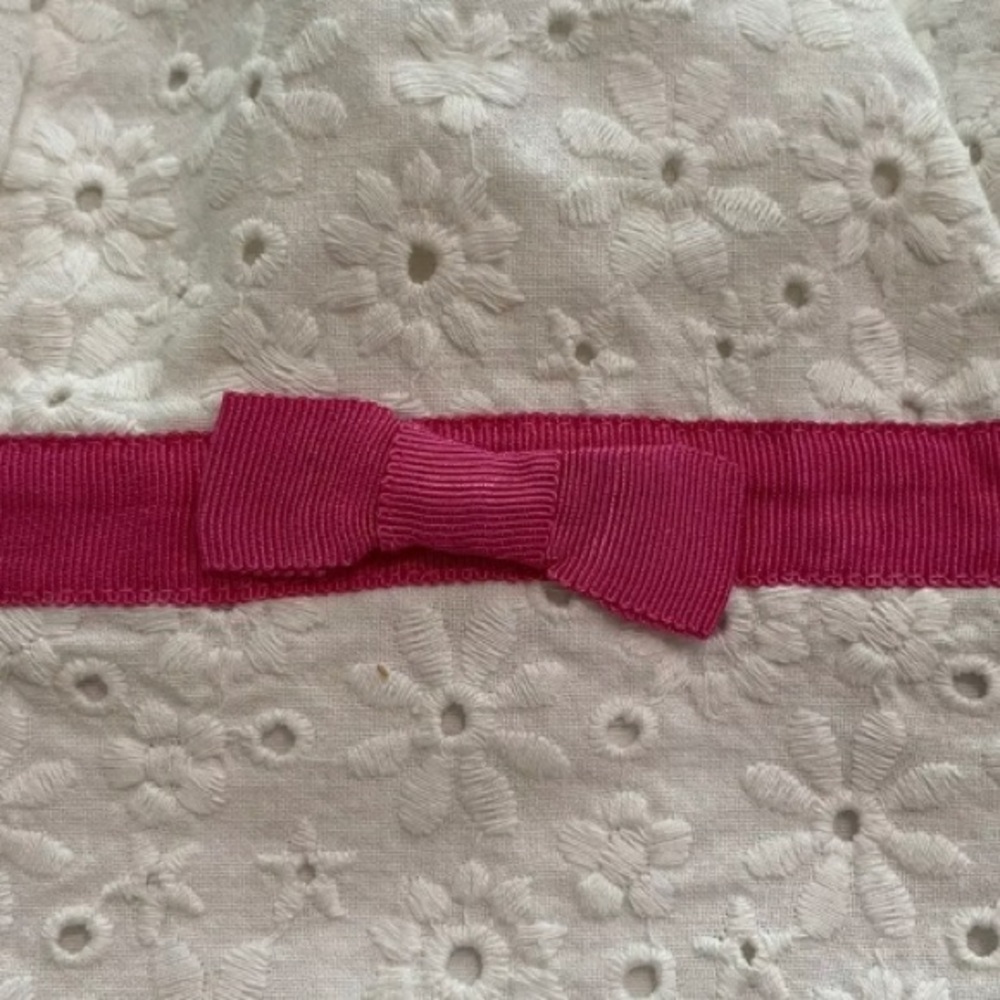 Vintage 90’s LILLY PULITZER White Label Kelly Eyelet & Pink Ribbon 🎀 Dress US 6